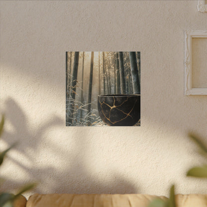 Fukinsei Bamboo Grove Canvas Art - Kintsugi Gold Repair
