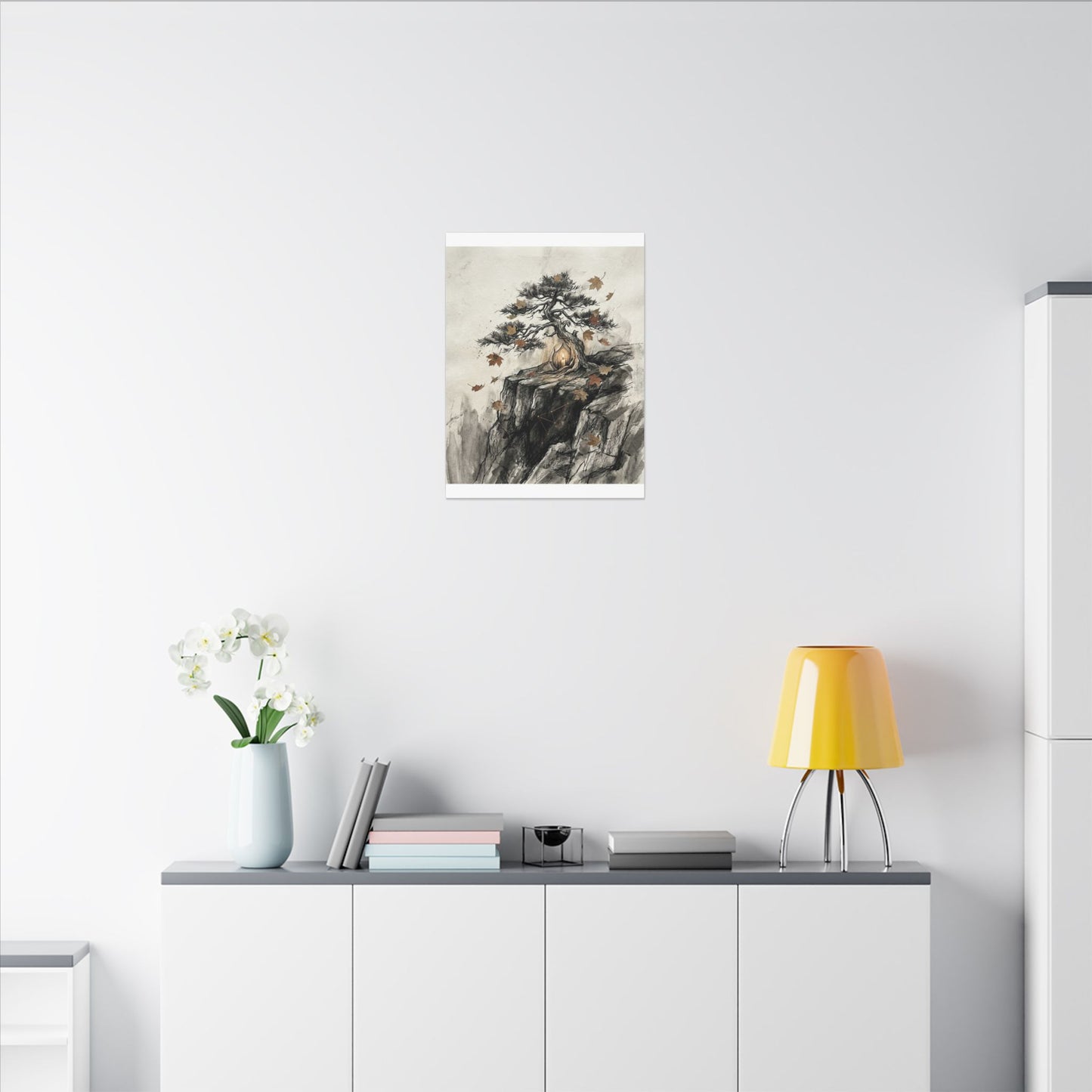 Pine Tree Autumn Canvas Art | Japandi Earthy Design