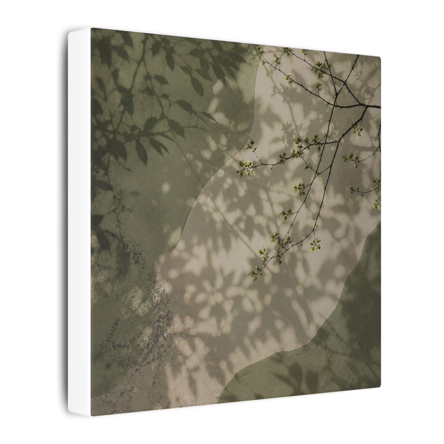 Neutral Shadow Play Canvas Art - Japanese Pattern Japandi
