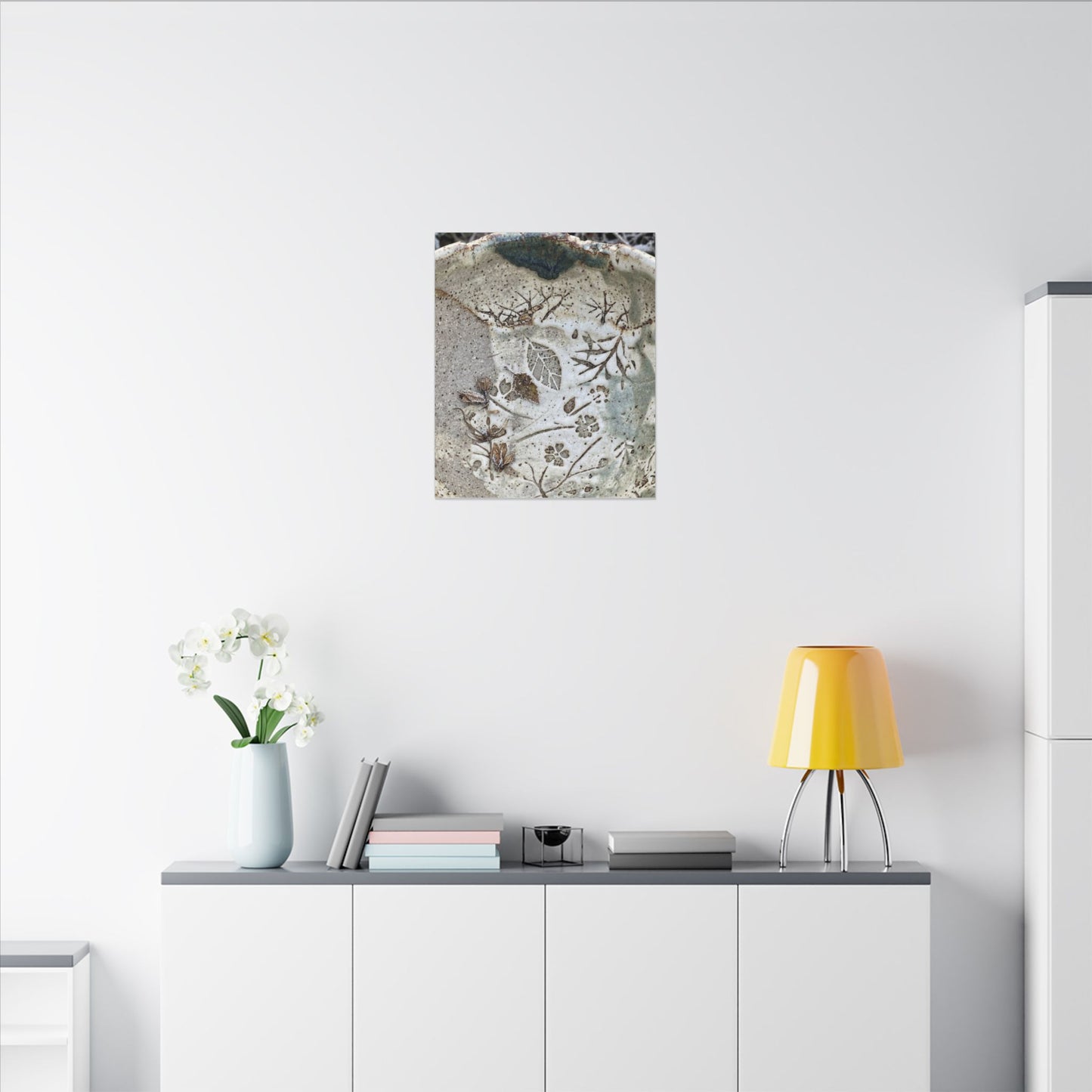 Ceramic Bowl Winter Canvas Art | Japandi Earthy Design