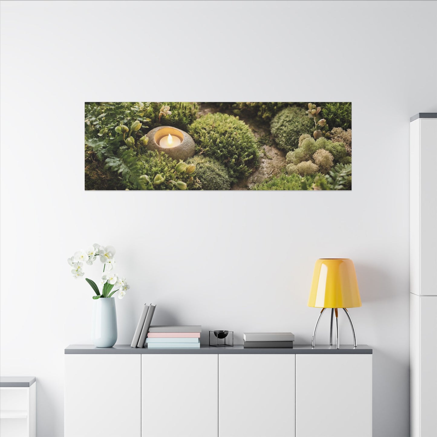 Moss Close Up Japanese Pattern Canvas Art | Neutral Japandi Art