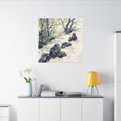 Dappled Rock Garden Canvas Art - Zen Mono No Aware