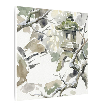 Elegant Stone Lantern Canvas Art - Watercolor Japandi