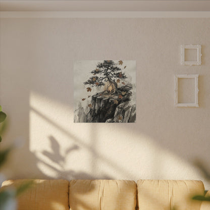 Pine Tree Autumn Canvas Art | Japandi Earthy Design
