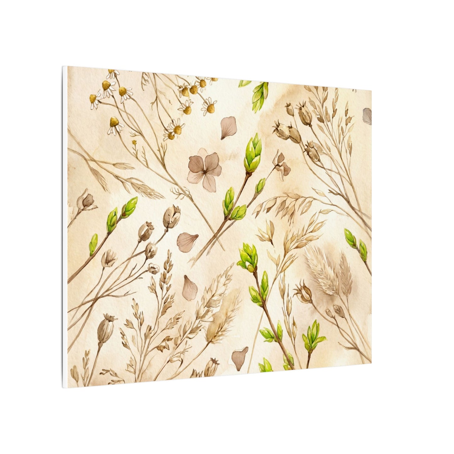 Spring Dried Flowers Watercolor Canvas Art | Earthy Decor