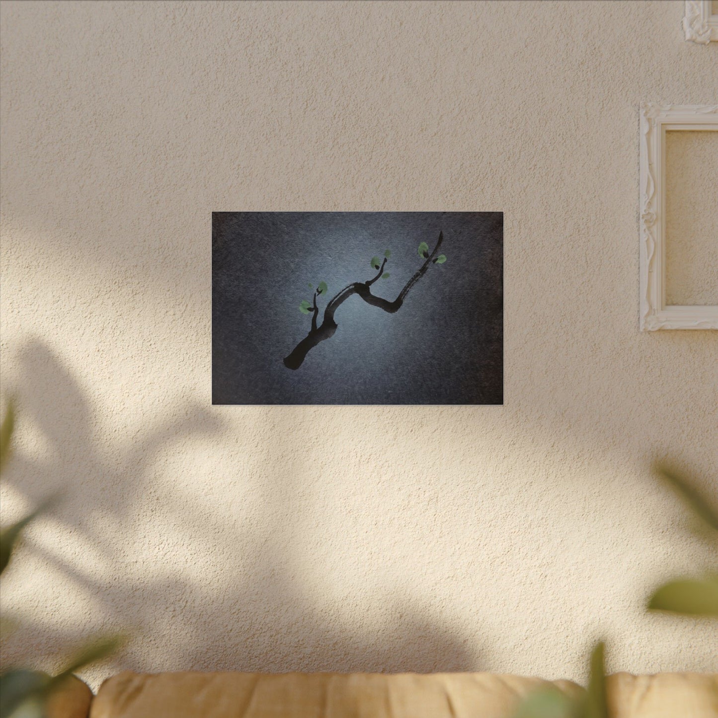 Ink Brushstroke Canvas Art | Spring Dark Japandi Moody Minimal Art