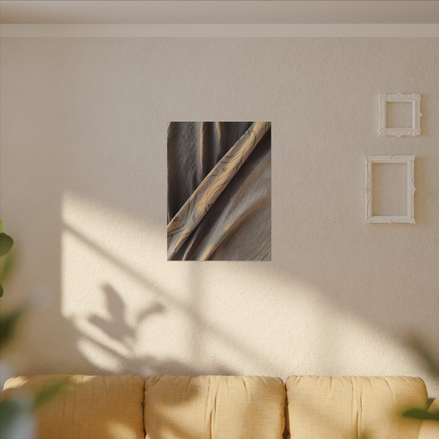 Warm Silk Drape Canvas Art - Japanese Pattern Japandi