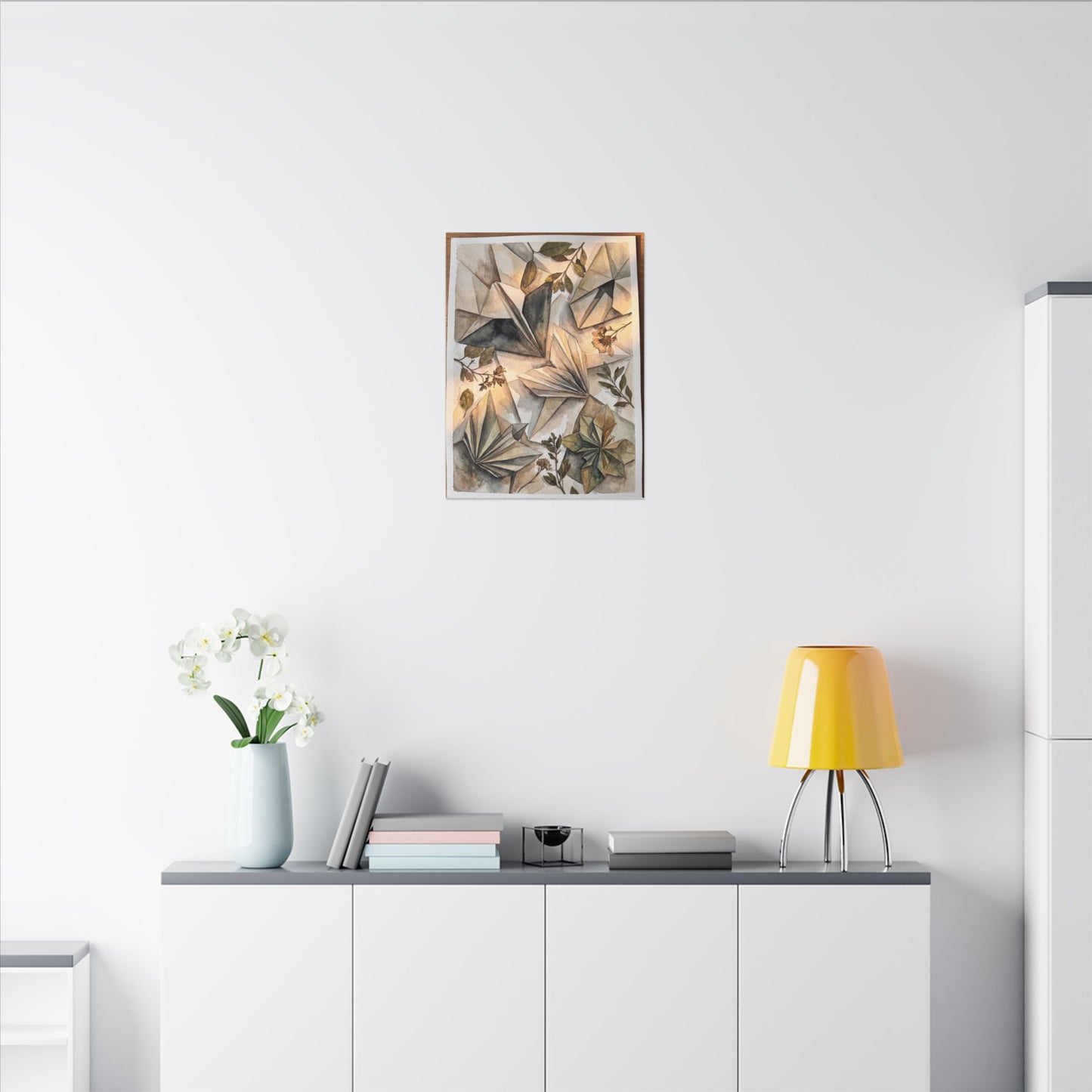 Golden Hour Paper Fold Canvas Art - Japandi Seijaku