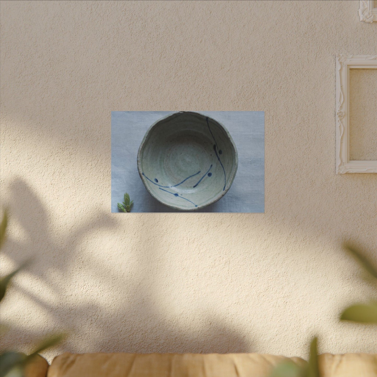 Spring Ceramic Bowl Minimal Line Canvas Art | Warm Decor