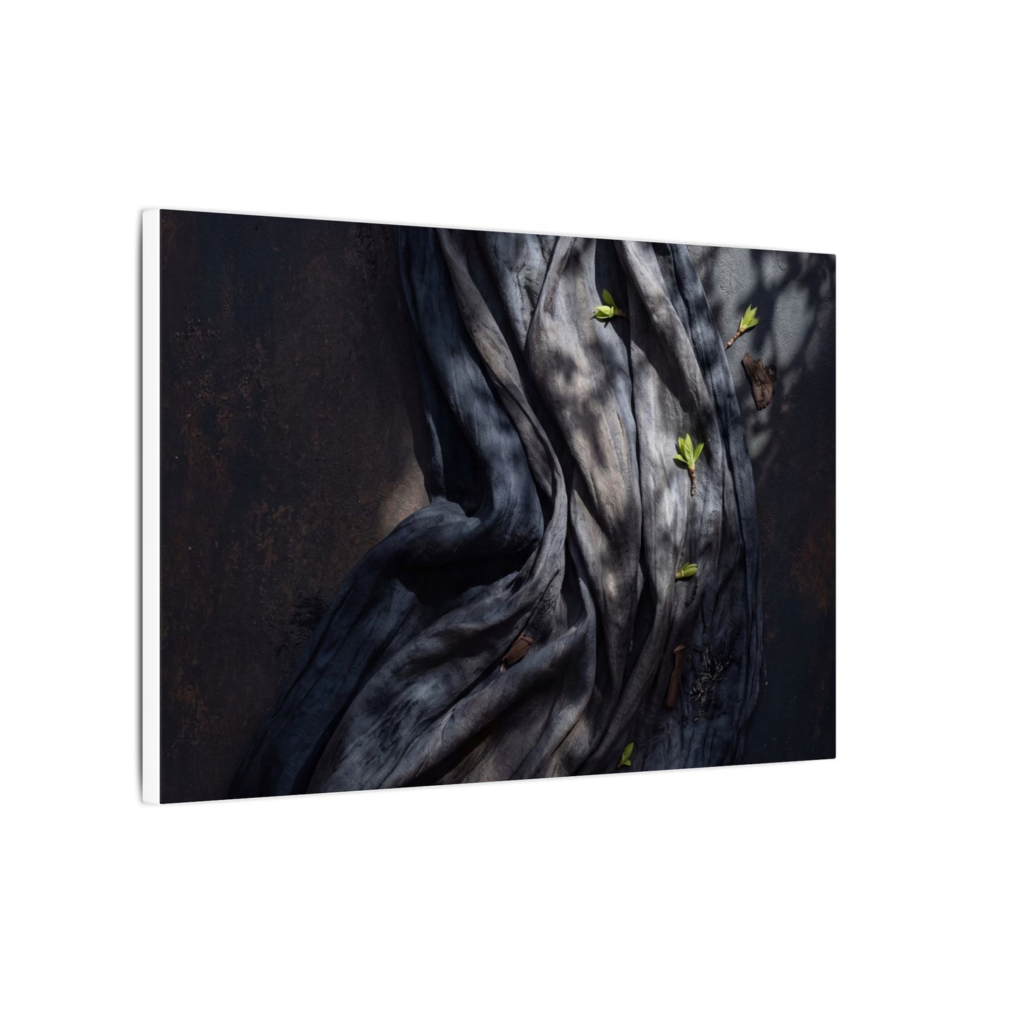 Seijaku Silk Drape Canvas Art - Dark Japandi Dark Texture