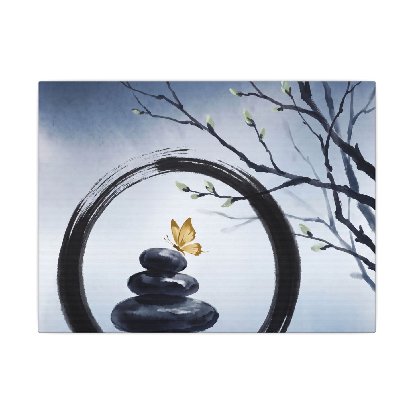 River Stones Spring Canvas Art | Zen Peaceful Design Art Print