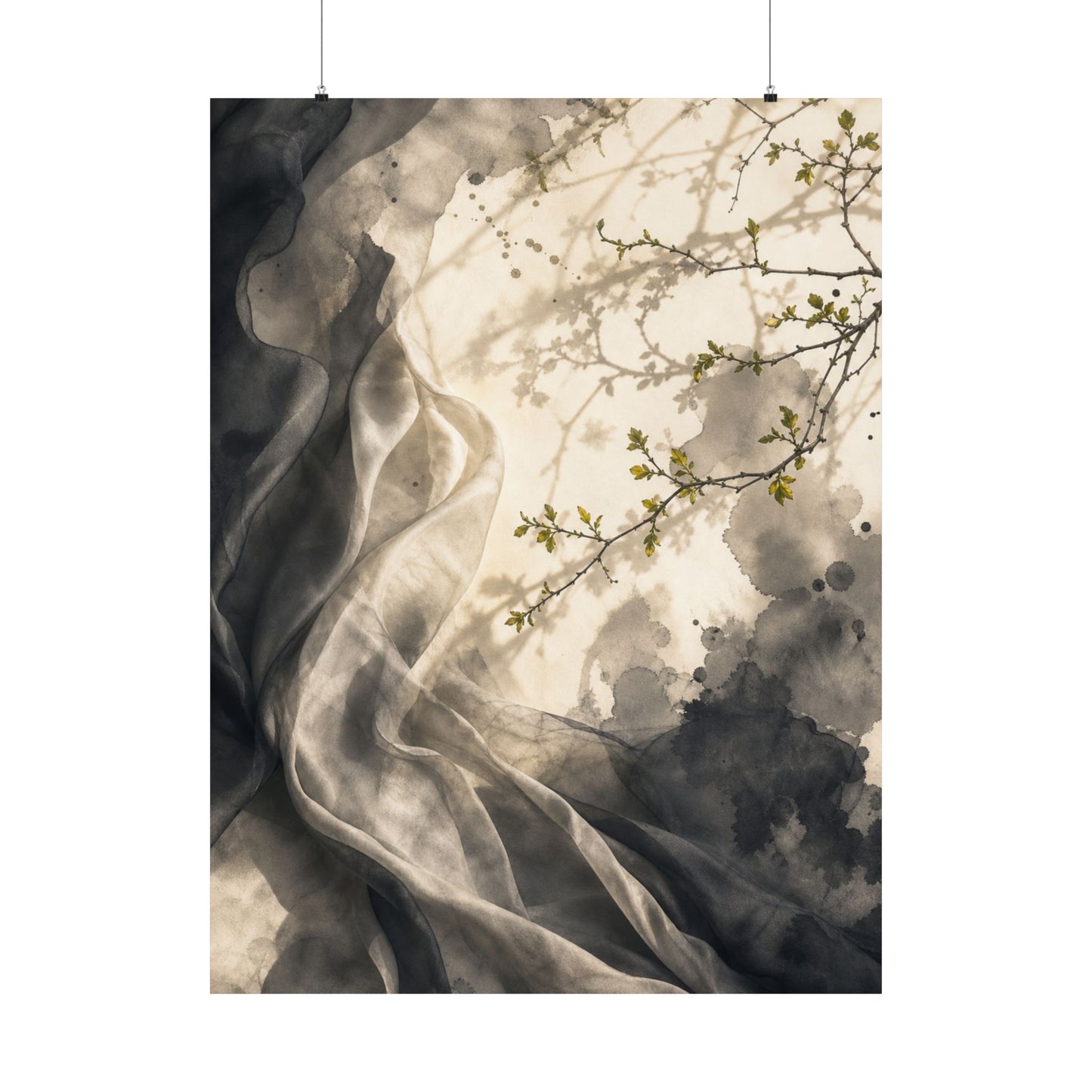 Silk Drape Spring Wall Art Print | Japandi Earthy Design
