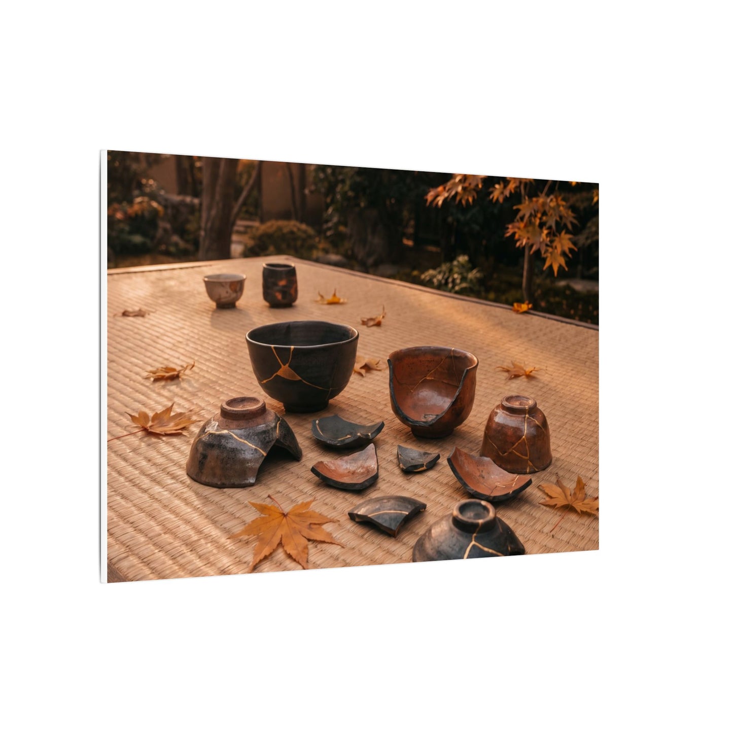 Golden Hour Tea Ceremony Canvas Art - Kintsugi Shibui