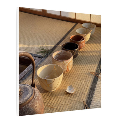 Kintsugi Tea Ceremony in Golden Hour | Gold Repair Canvas Art