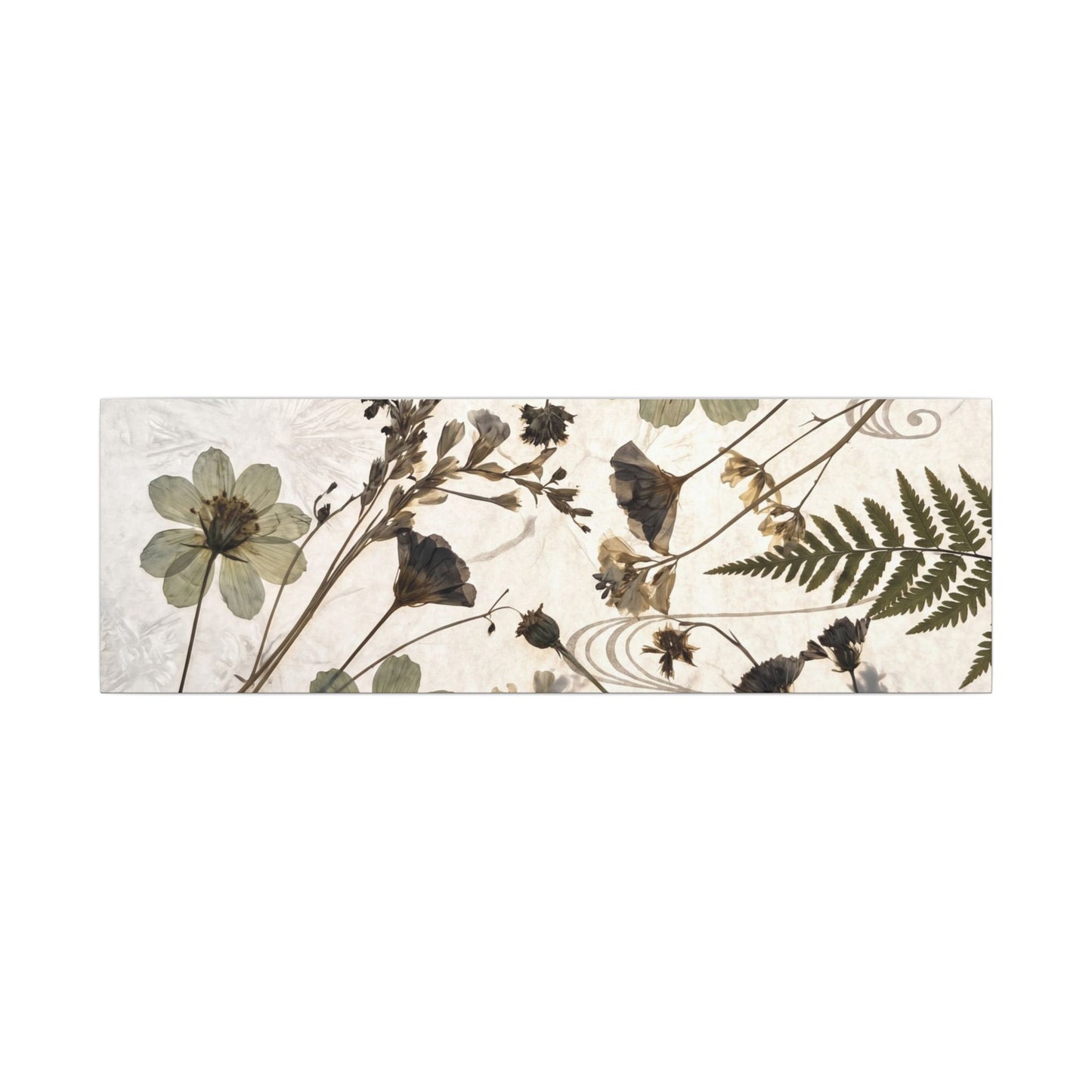 Japandi Dried Flowers in Golden Hour | Japanese Pattern Canvas Art