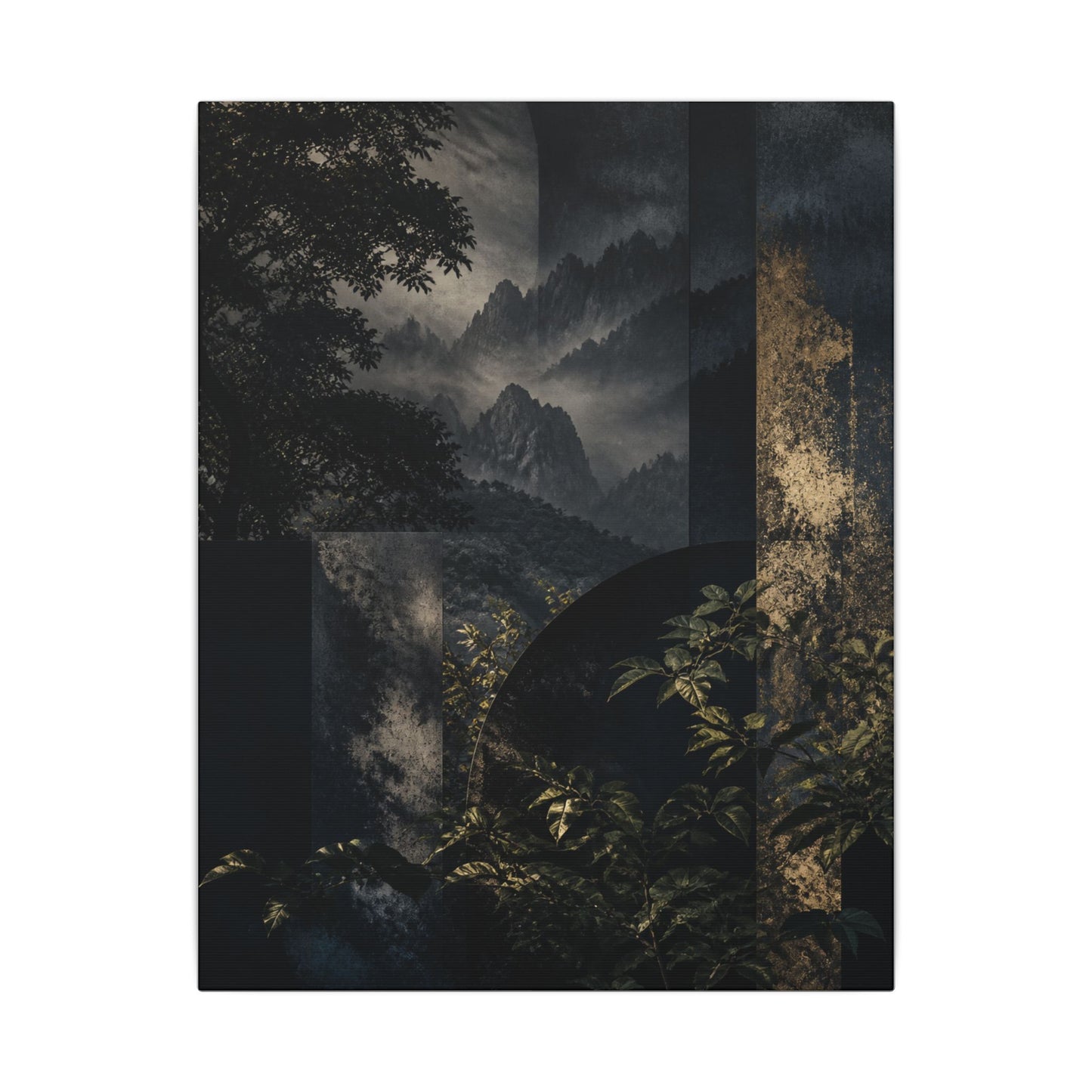Mountain Mist Summer Canvas Art | Dark Japandi Atmospheric Design