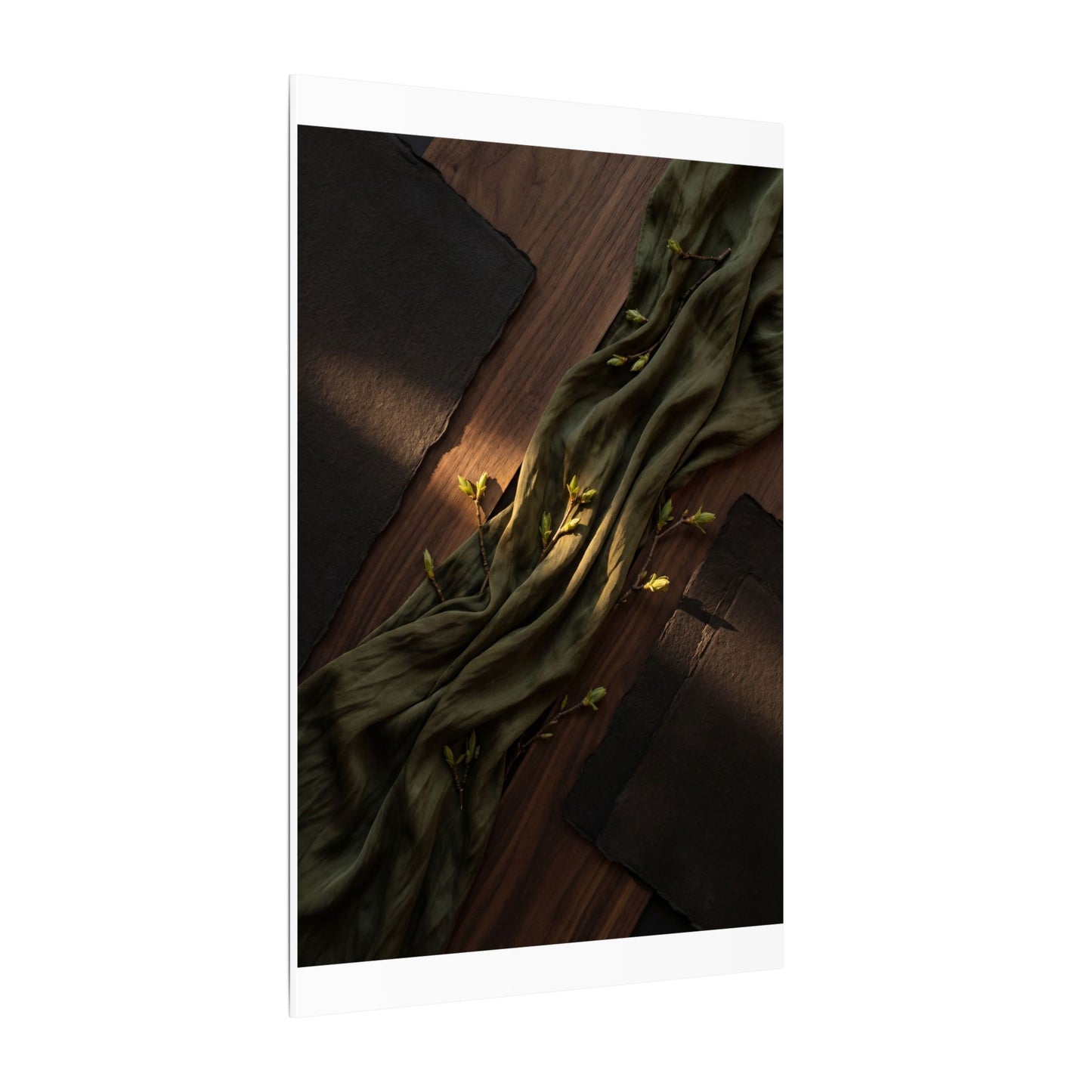 Silk Drape Canvas Art | Spring Dark Japandi Dark Texture Art