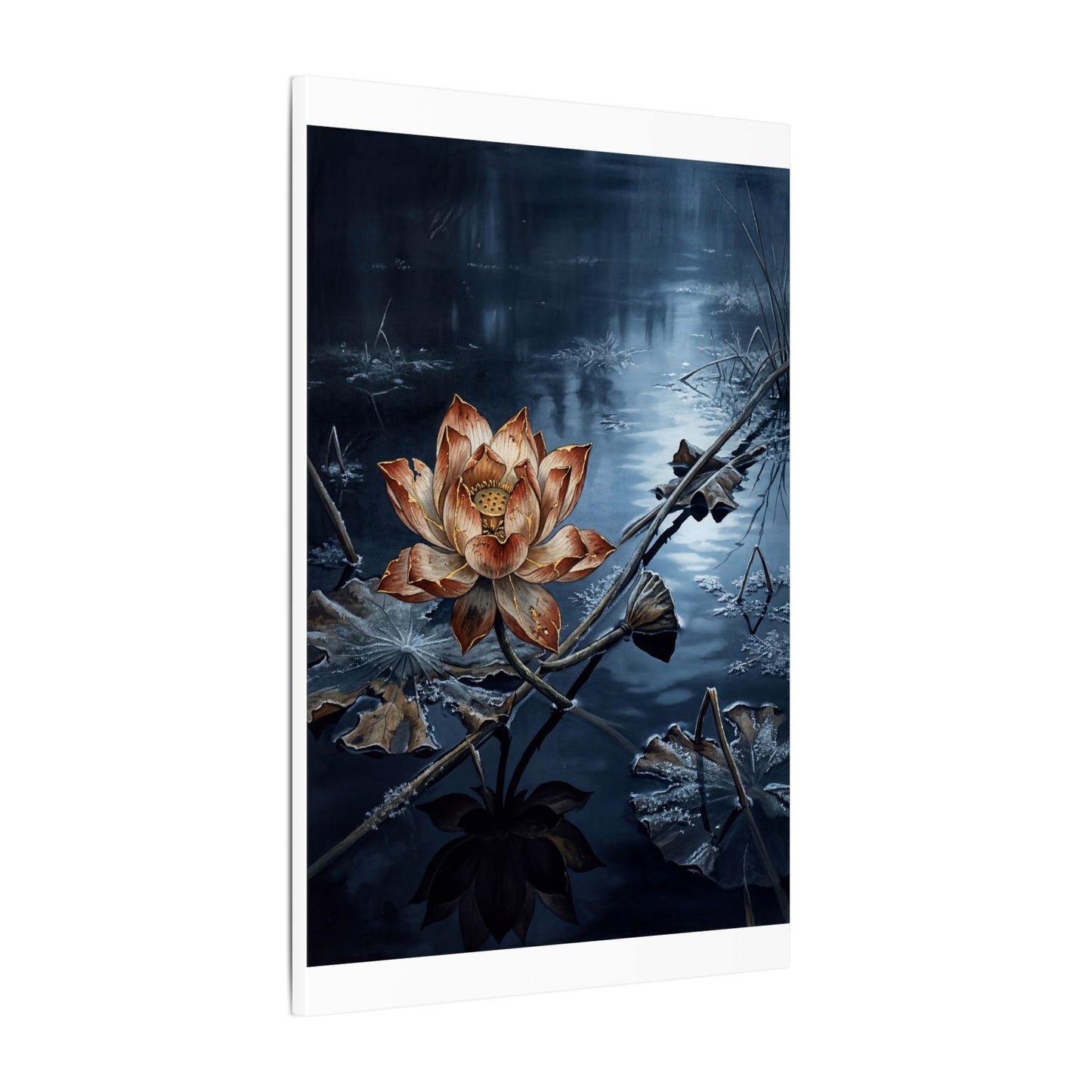 Winter Lotus Flower Broken Beauty Canvas Art | Healing Decor