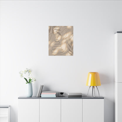 River Stones Minimal Line Canvas Art | Earthy Japandi Art