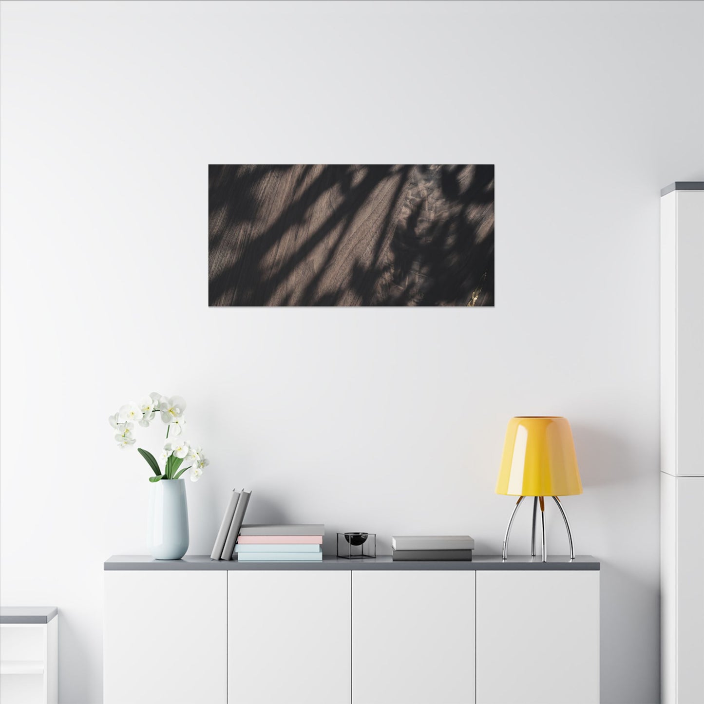 Shadow Play Summer Canvas Art | Dark Japandi Moody Design