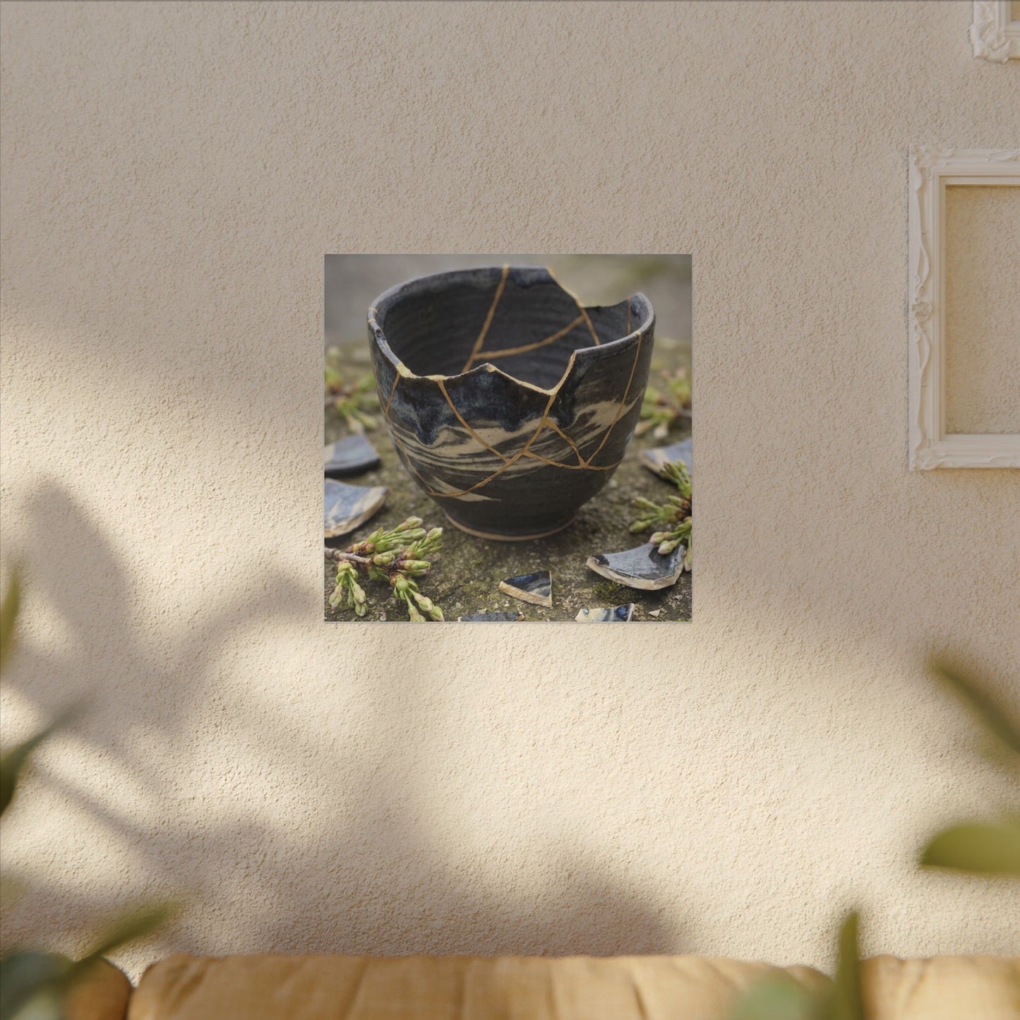 Datsuzoku Ceramic Bowl Canvas Art - Kintsugi Gold Repair
