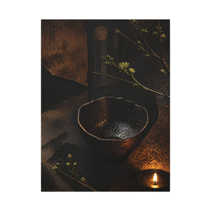 Atmospheric Ceramic Bowl Canvas Art - Shadow Zen Dark Japandi
