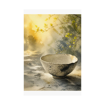 Ceramic Bowl Wall Art Print | Spring Japandi Watercolor Art