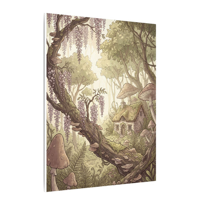 Summer Wisteria Mushroom Illustration Canvas Art | Enchanting Decor