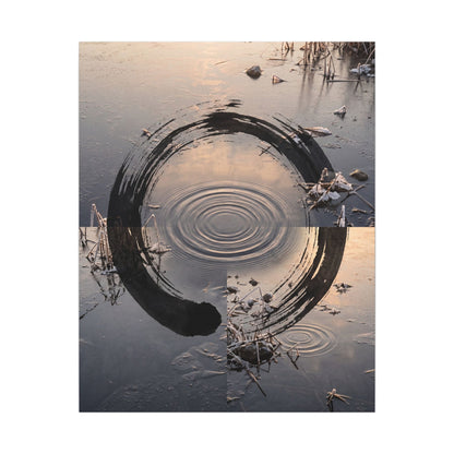 Winter Water Ripple Enso Canvas Art | Tranquil Decor