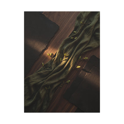 Silk Drape Canvas Art | Spring Dark Japandi Dark Texture Art