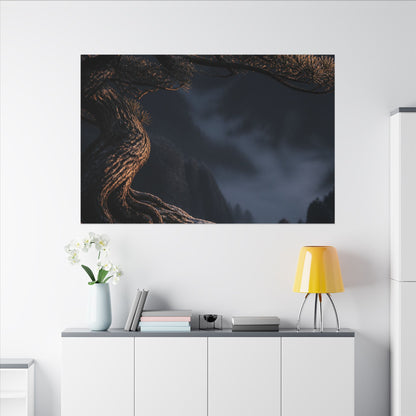 Bold Pine Tree Canvas Art - Shadow Zen Dark Japandi