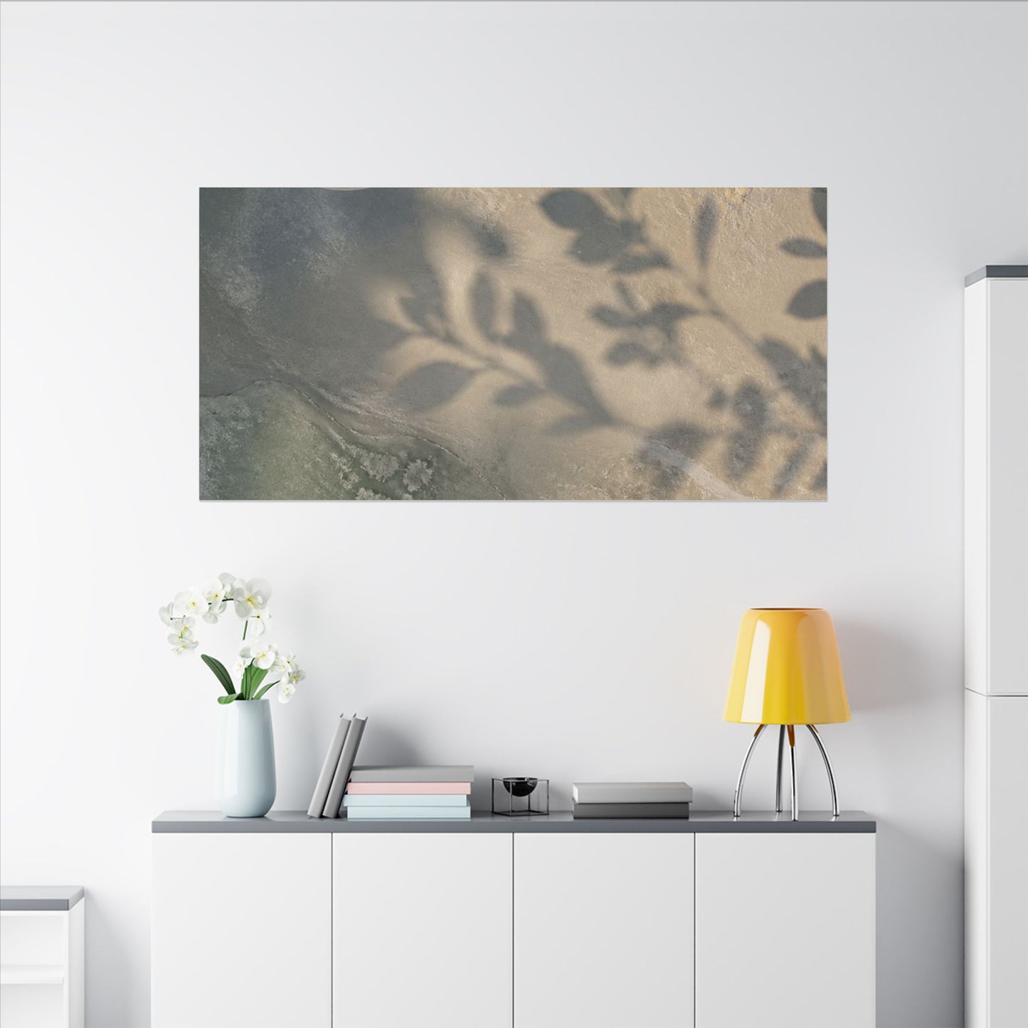 Japandi Shadow Play in Moonlight | Texture Canvas Art