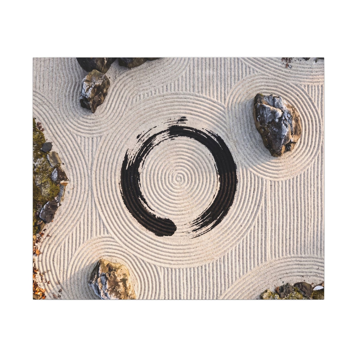 Rock Garden Canvas Art | Winter Zen Enso Art