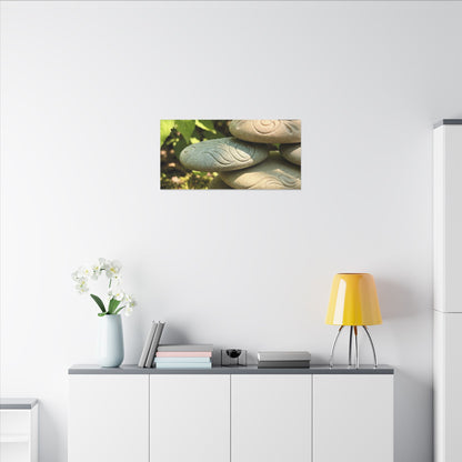 River Stones Summer Canvas Art | Japandi Earthy Design