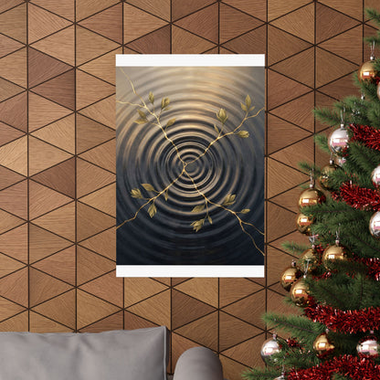 Kanso Water Ripple Wall Art Print - Kintsugi Gold Vein