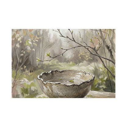 Japandi Ceramic Bowl in Overcast | Minimal Line Canvas Art