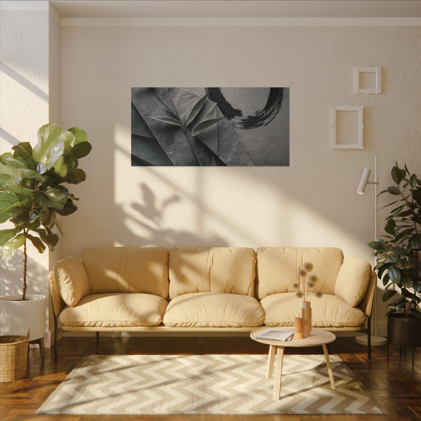 Winter Paper Fold Enso Canvas Art | Serene Decor