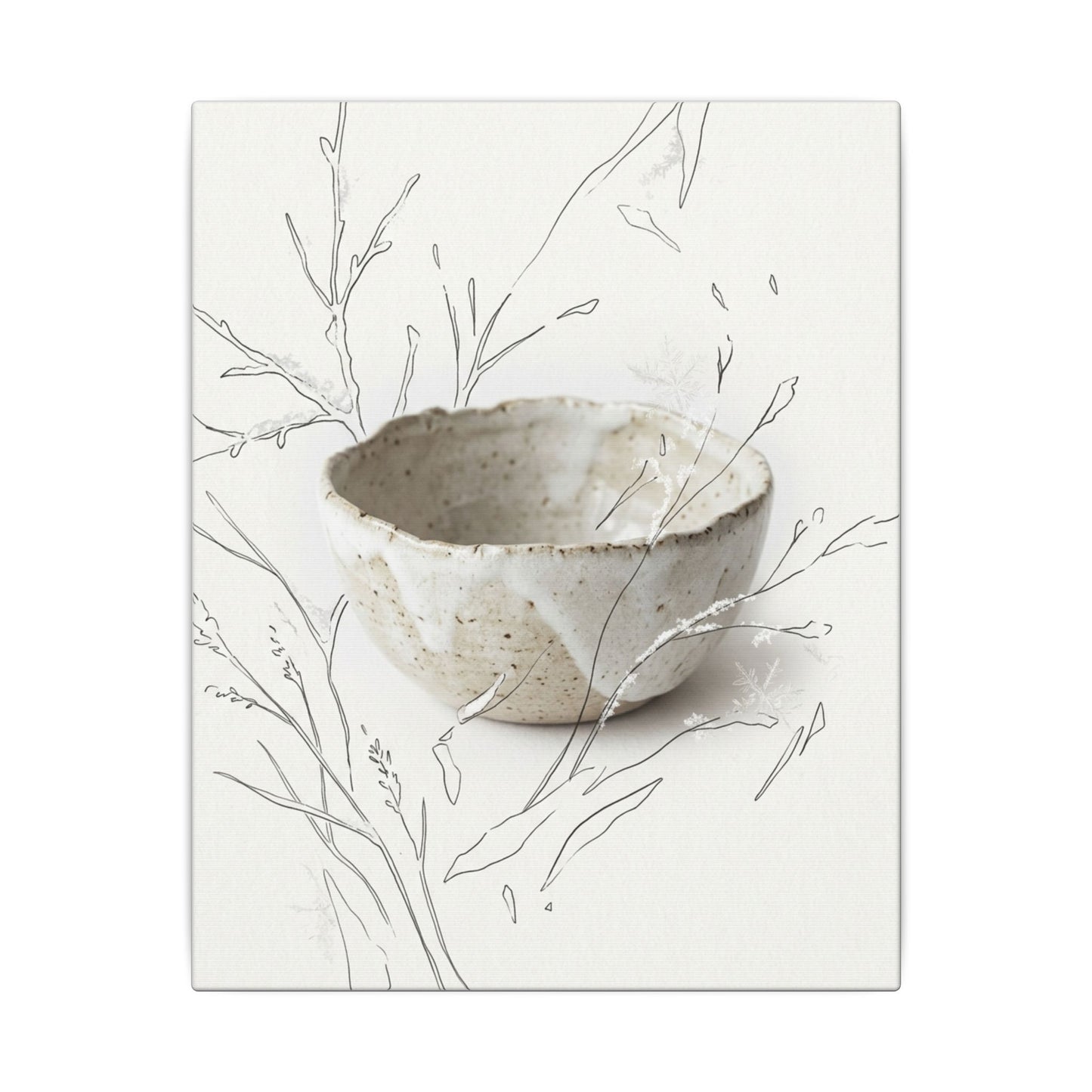 Neutral Ceramic Bowl Canvas Art - Minimal Line Japandi