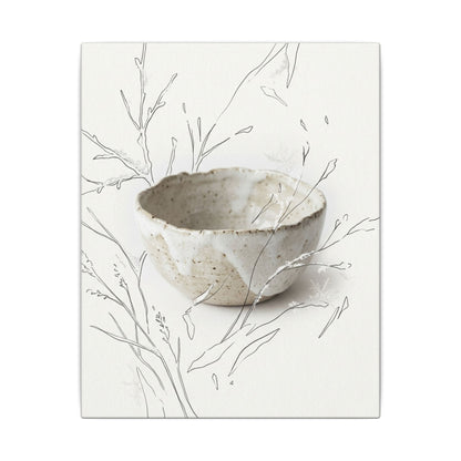 Neutral Ceramic Bowl Canvas Art - Minimal Line Japandi