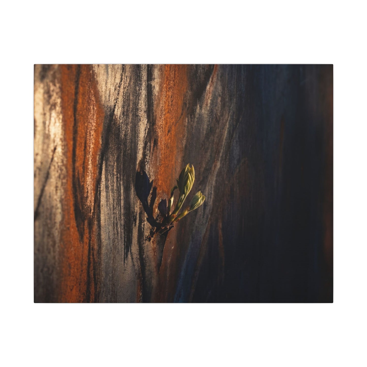 Rust Patina Charcoal Ink Canvas Art | Moody Dark Japandi Art Art Print