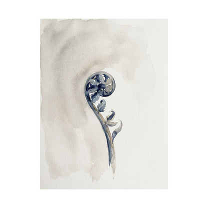 Fern Unfurling Watercolor Wall Art Print | Earthy Japandi Art