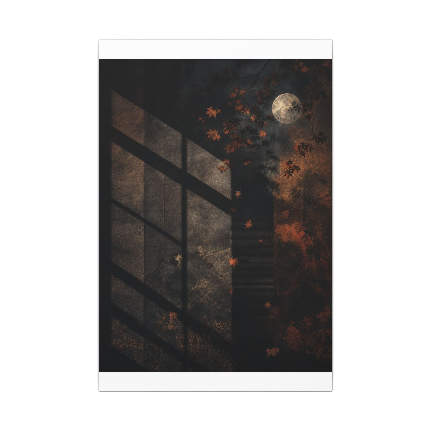 Sophisticated Shadow Play Canvas Art - Dark Texture Dark Japandi