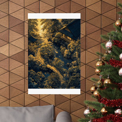 Moonlit Garden Ukiyo E Inspired Wall Art Print | Calm Zen Art
