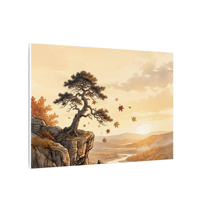 Pine Tree Autumn Canvas Art | Japandi Warm Design