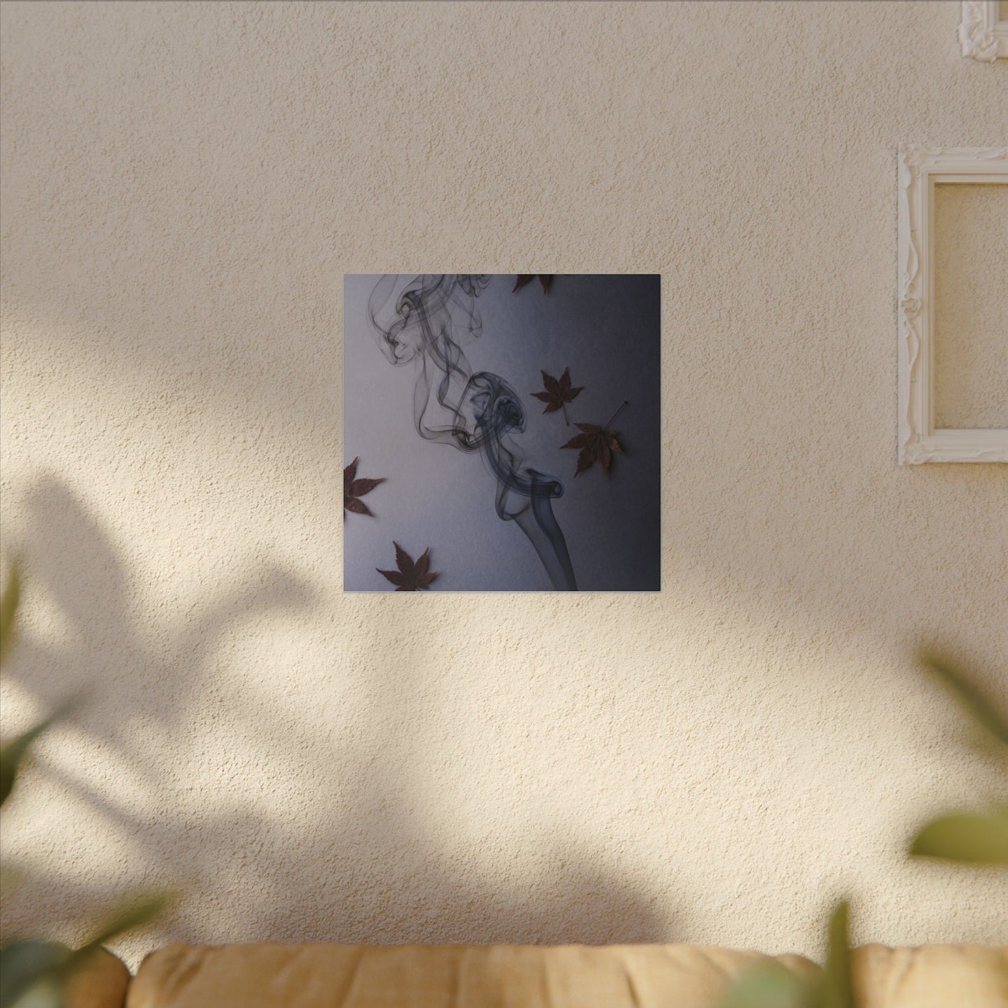 Dark Japandi Incense Smoke in Dawn | Moody Minimal Canvas Art