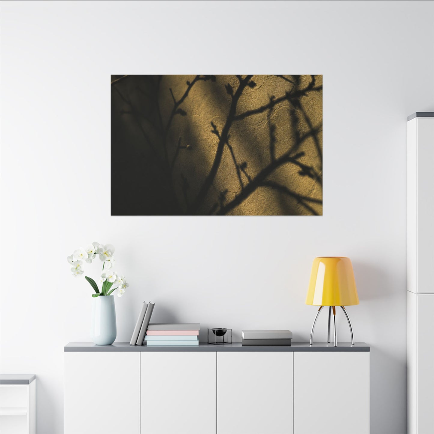 Golden Hour Shadow Play Canvas Art - Dark Japandi Seijaku