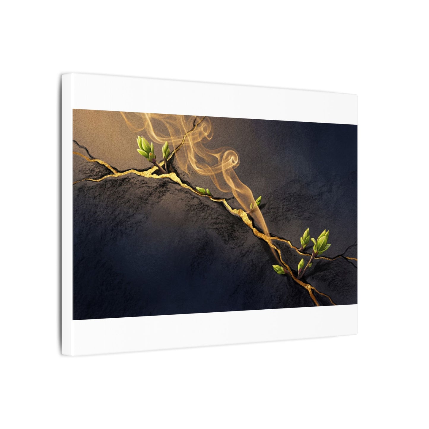Spring Incense Smoke Gold Vein Canvas Art | Healing Decor