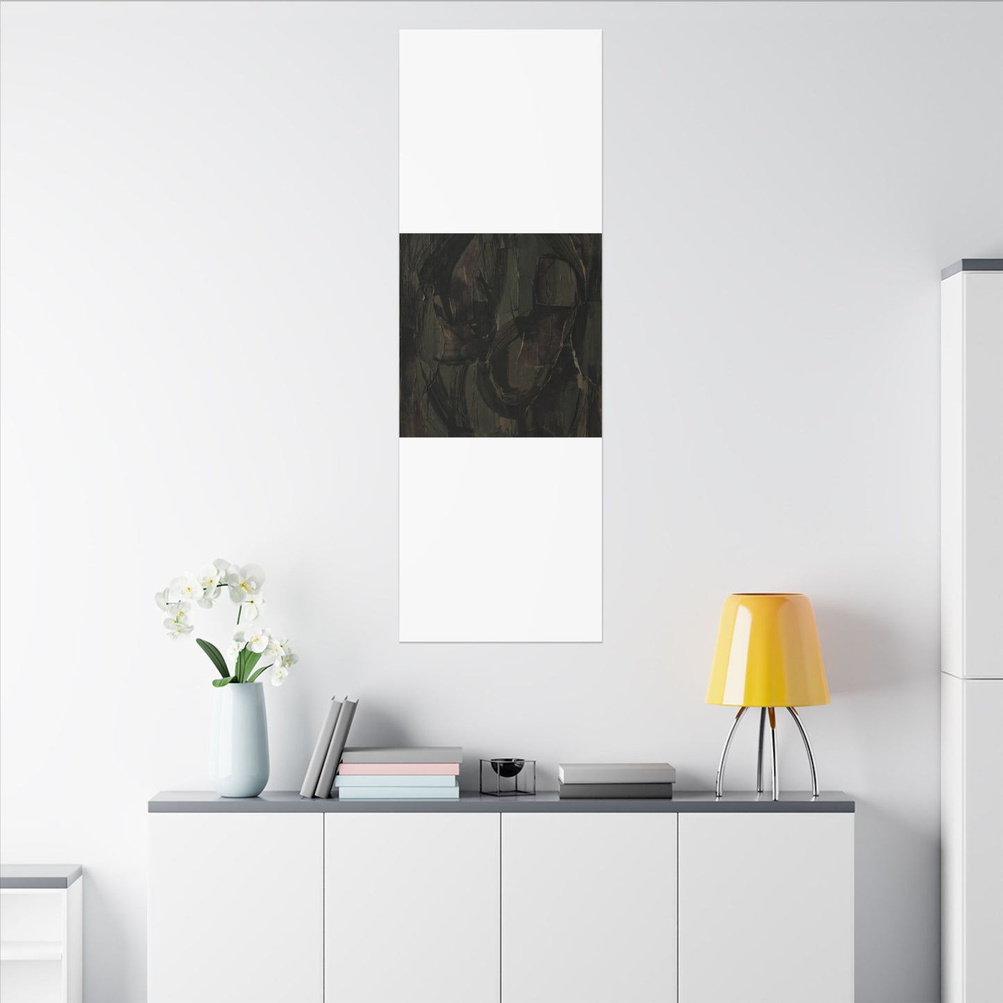 Mixed Media Dark Japandi Textured Canvas Art