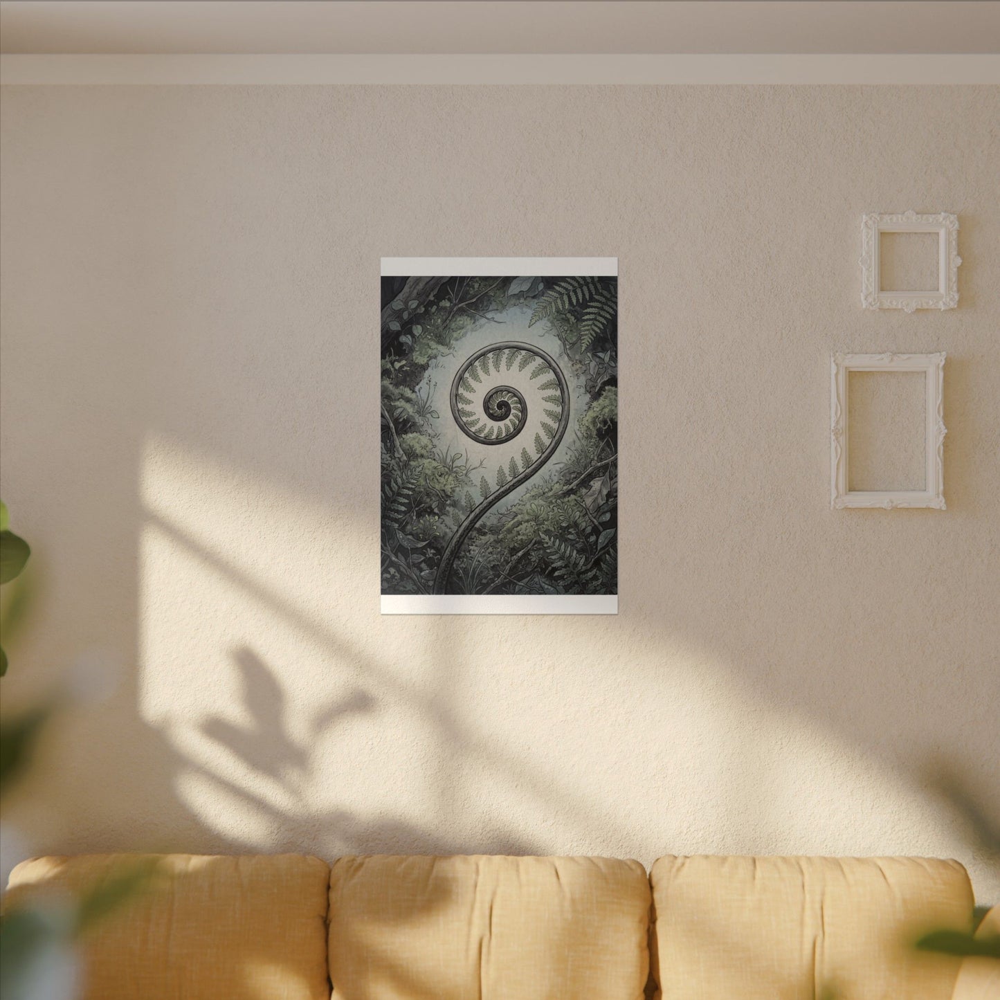 Zen Fern Unfurling in Dawn | Ukiyo E Inspired Canvas Art