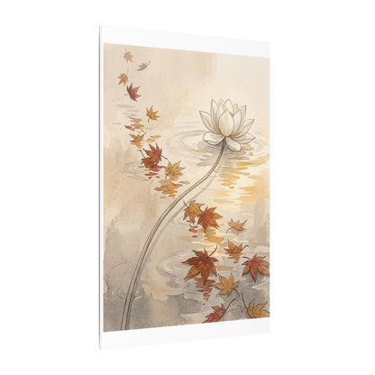 Lotus Flower Canvas Art | Autumn Japandi Minimal Line Art